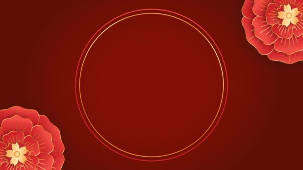 Animation Cercle Style Chinois Avec Fond Rouge Pour Modèle — Video