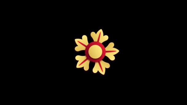 Animation Goldblume Chinesischen Stil Isolieren Mit Schwarzem Hintergrund — Stockvideo