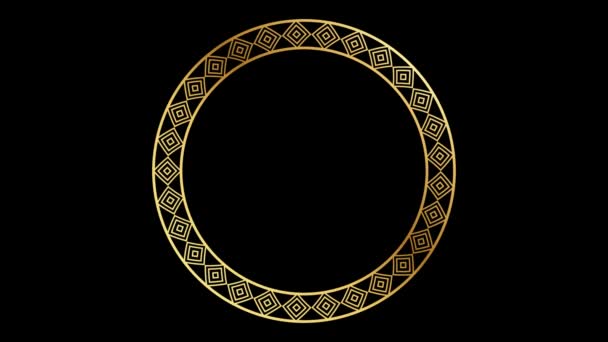 Animation Golden Circle Chinese Style Isolate Black Background Template — Stock Video