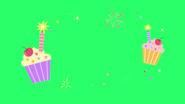 Animación Cintas Colores Partícula Con Marco Verde Para Plantilla Feliz — Vídeos de Stock