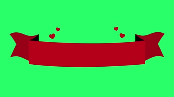 Анимационная Красная Лента Рамка Изолировать Зеленым Фоном — стоковое видео