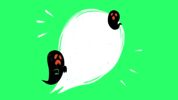 Анимация Оранжевый Текст Поле Геометрия Формы Хэллоуина День Изолировать Зеленом — стоковое видео