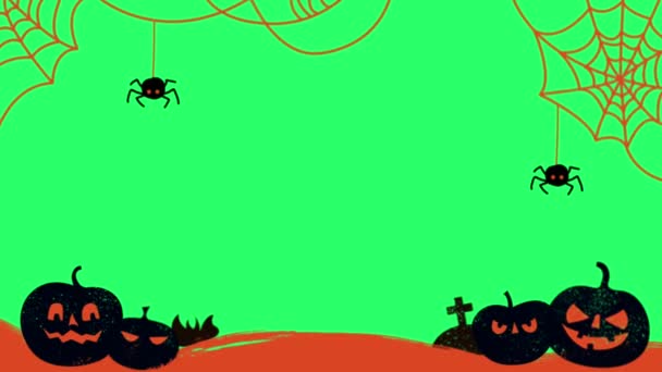 緑の画面で隔離されたアニメーションハロウィンフレーム — ストック動画