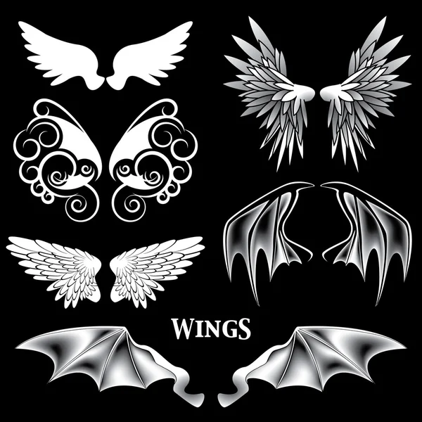 矢量天使和恶魔的翅膀 — 图库矢量图片