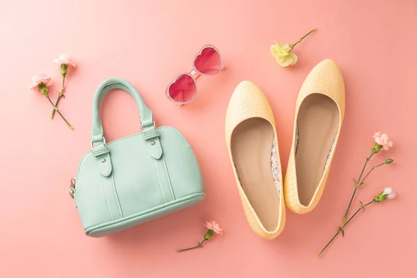 Fashion Lente Accessoires Voor Vrouw Munt Groene Handtas Geel Ballet — Stockfoto