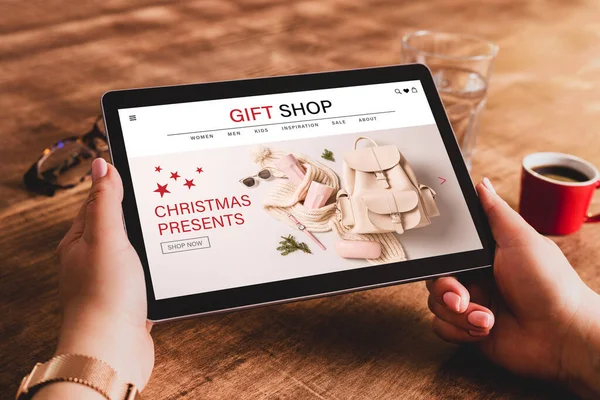 Nákup Vánoční Dárky Módní Doplňky Online Internetový Obchod Suvenýry Tableta Royalty Free Stock Obrázky