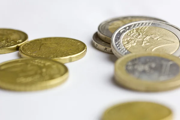 Monedas en euros — Foto de Stock