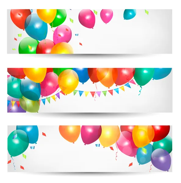 Renkli balonlu tatil afişleri. Vektör.