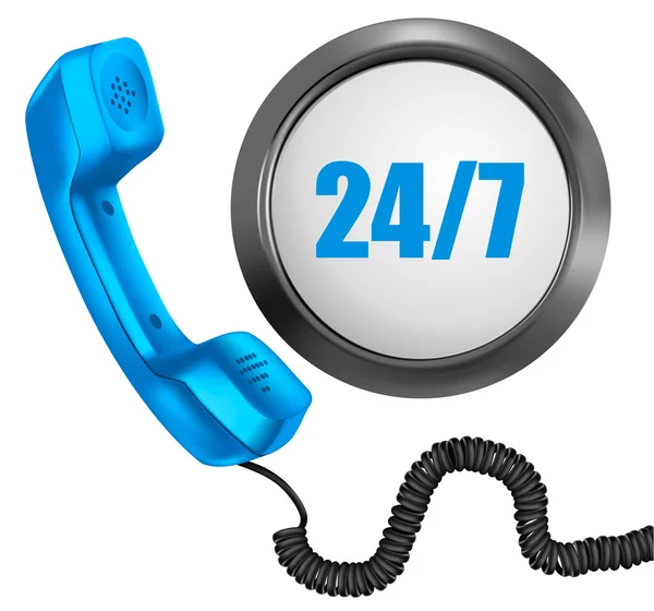 telefon ve 24 7 düğme. 24 saat içinde hafta demek 7 gün içinde