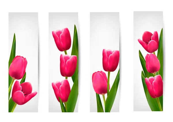 Uppsättning banners med rosa flower.vector — Stock vektor