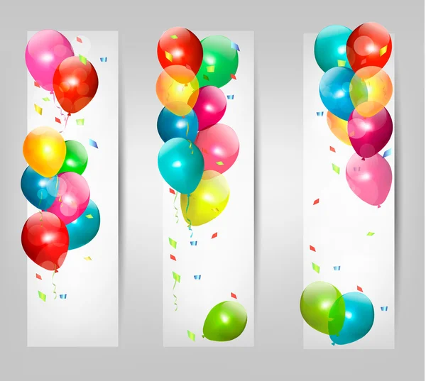 Holiday banners with colorful balloons. Vector. — Stock Vector