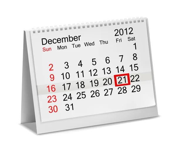 Calendario de escritorio 2012- Diciembre. Ilustración vectorial . — Archivo Imágenes Vectoriales