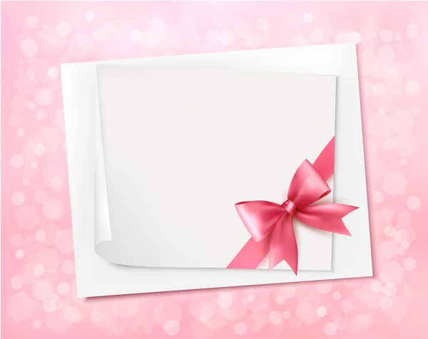 假日背景用的粉红色的礼物弓和功能区。矢量 — 图库矢量图片