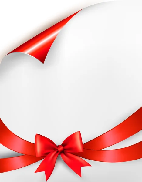 假日背景用红色礼品光泽弓和功能区。矢量 — 图库矢量图片