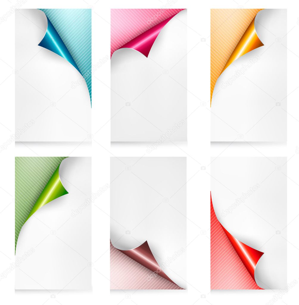 Collection of colorful paper banners. Paper design template. Vec