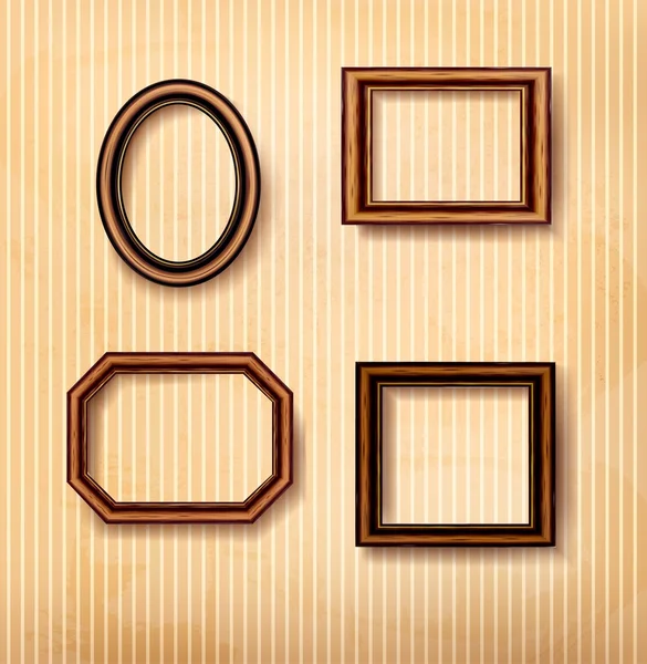 Vintage houten frames op oude muur. vectorillustratie. — Stockvector