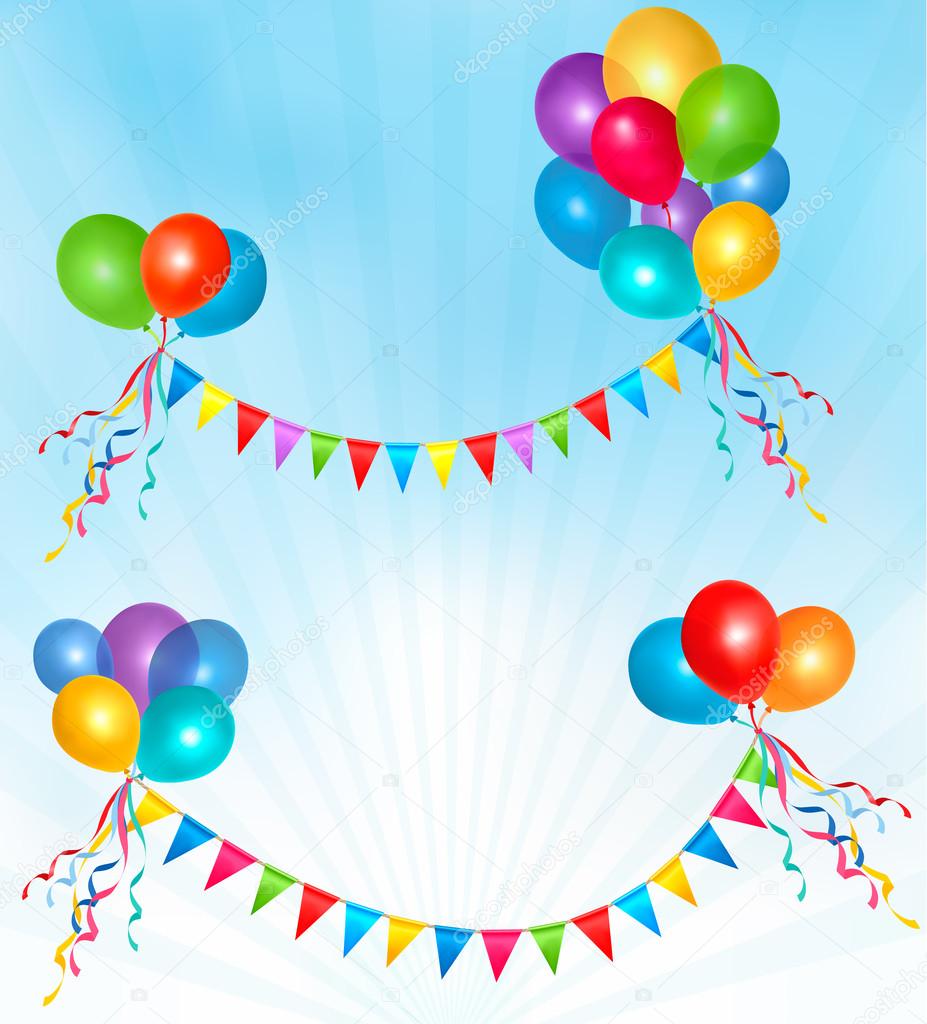 Birthday balloons frame composition with space for your text. Ve