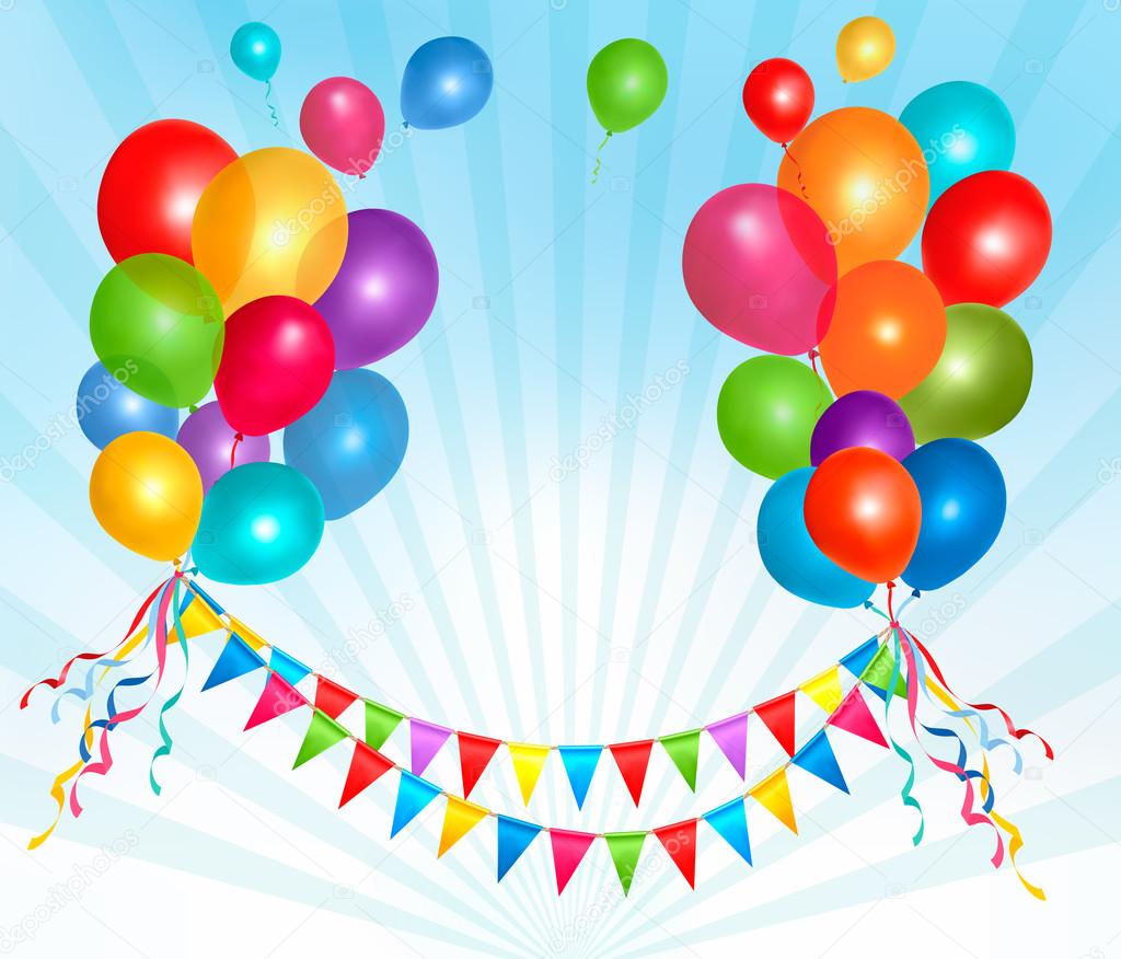 Birthday balloons frame composition with space for your text. Ve