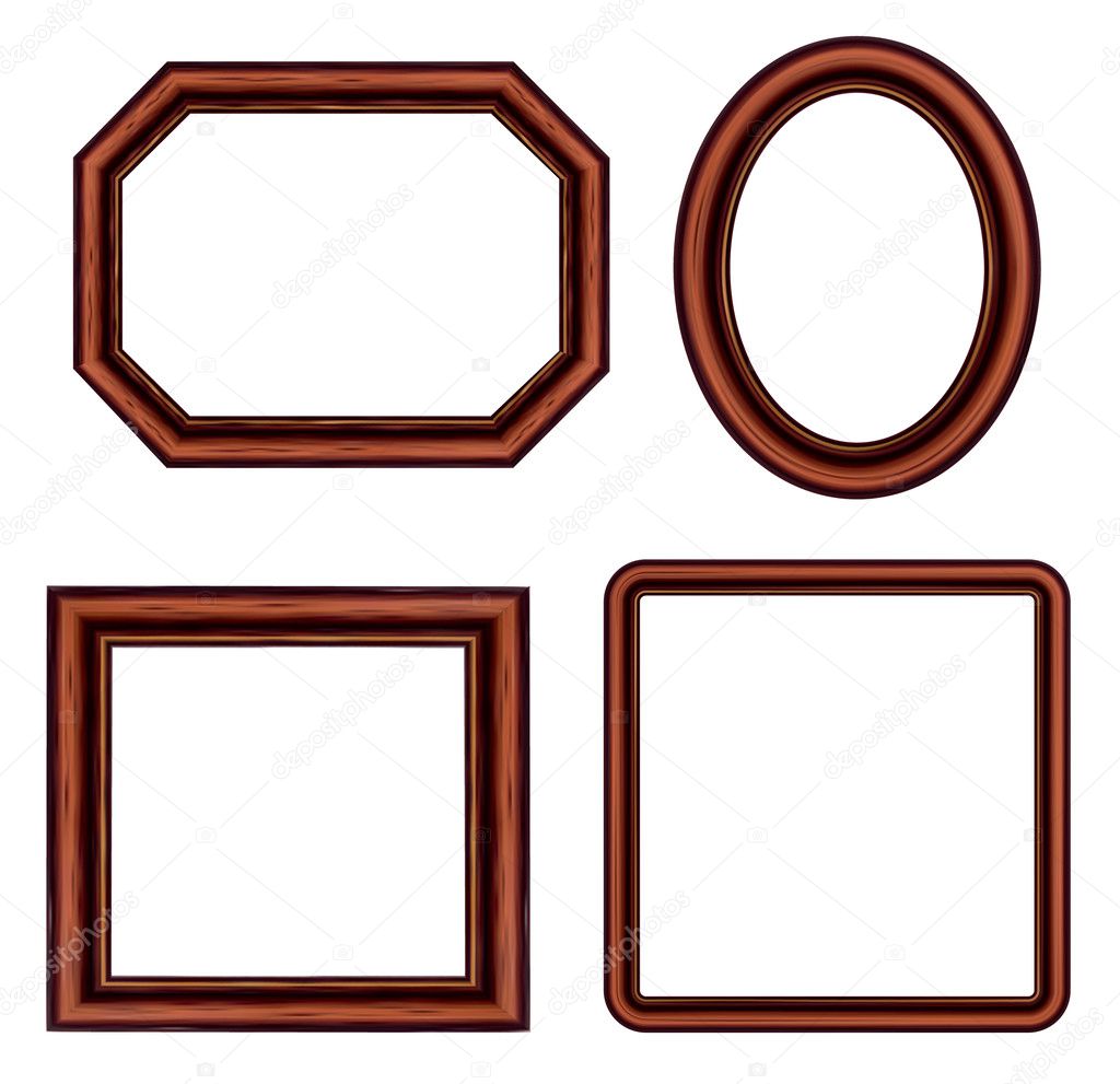 Set of vintage brown picture frames. Vector