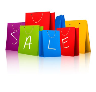 Satılık alışveriş torbaları. indirim kavramı. vektör çizim