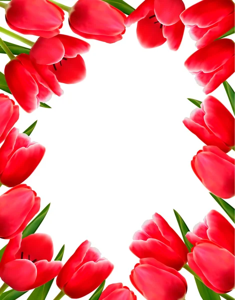 Red fresh spring flowers background. Vector illustration. — Stock Vector