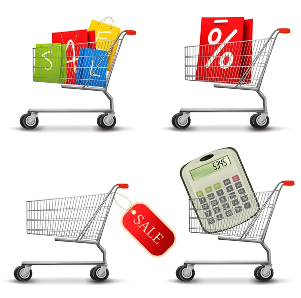 alışveriş torbaları dolu ve satış la koleksiyonu alışveriş sepetleri