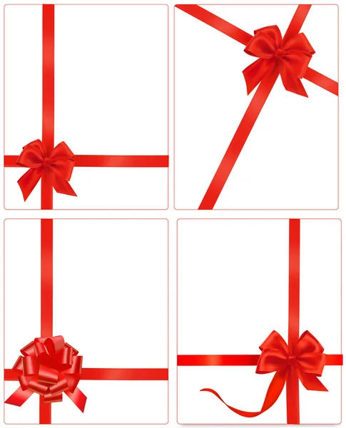Collection de noeuds cadeaux rouges avec rubans . — Image vectorielle