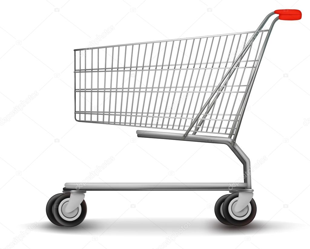 Shopping cart isolated on white background. Vector illustration.