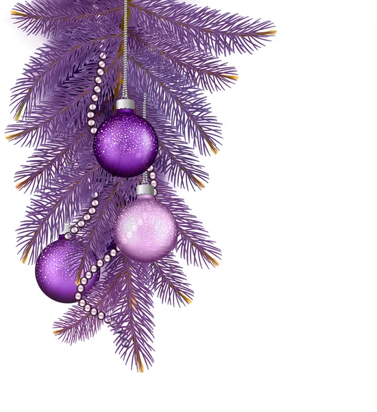 Jul bakgrund med bollar och grenar. vektor illustratio — Stock vektor