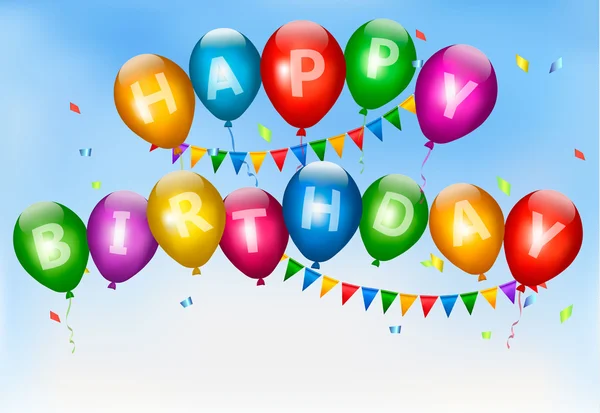 Happy Birthday Luftballons. Ferienhintergrund. Vektor. — Stockvektor