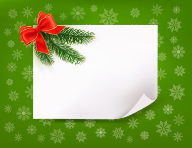 Noel hediye yay ve çam dalları ile arka plan. hasta vektör