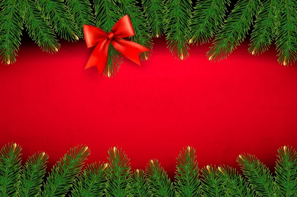 Jul bakgrund med gåva båge och fir grenar. vektor filterrengöring — Stock vektor