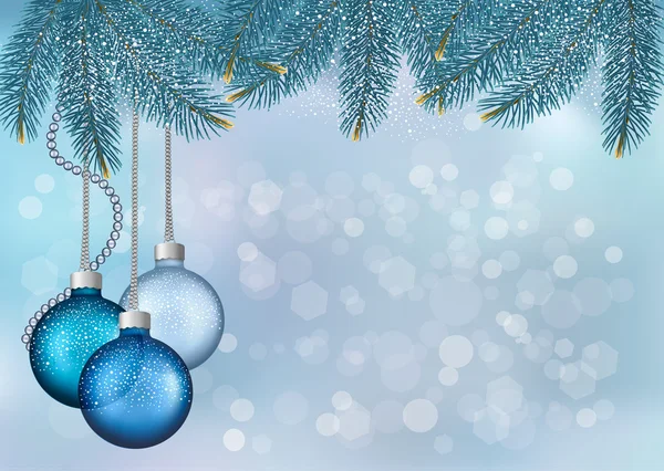 Noel topları ve çam dalları ile arka plan. vektör illustr