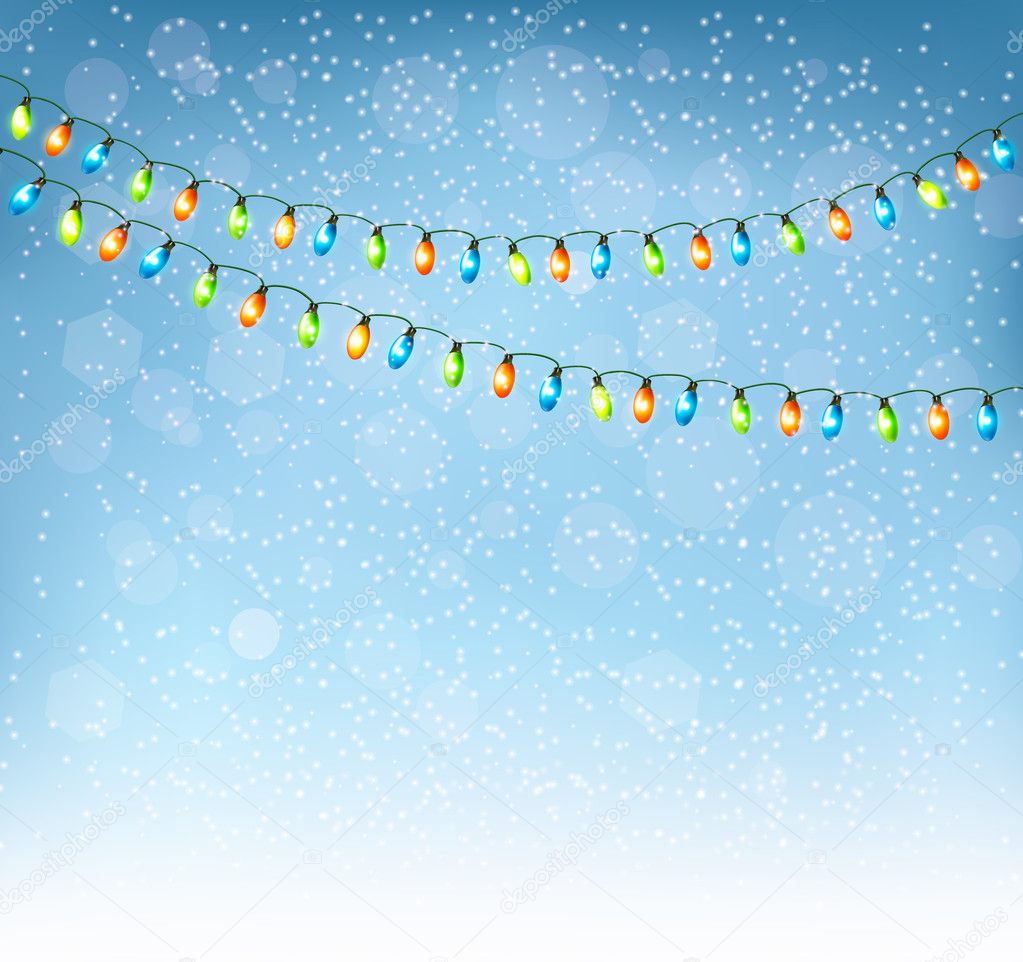 Christmas background with colorful garlands. Vector.