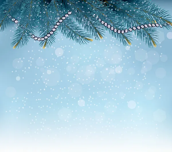 Fond de Noël avec boules et branches. Illustration vectorielle — Image vectorielle