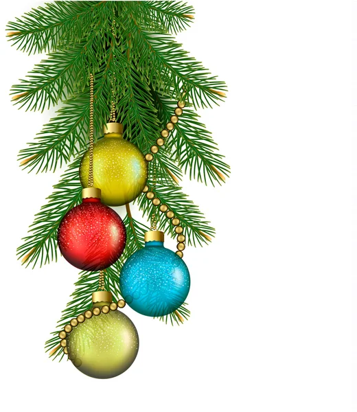 Kerstmis achtergrond met ballen en takken. vector illustratio — Stockvector