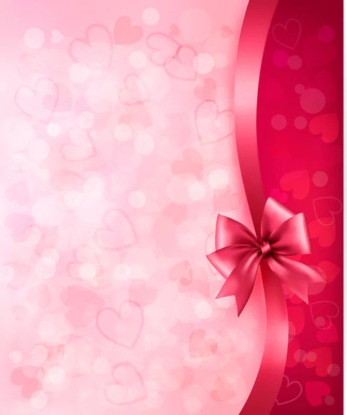 假日背景用的粉红色的礼物弓和功能区。情人节 — 图库矢量图片