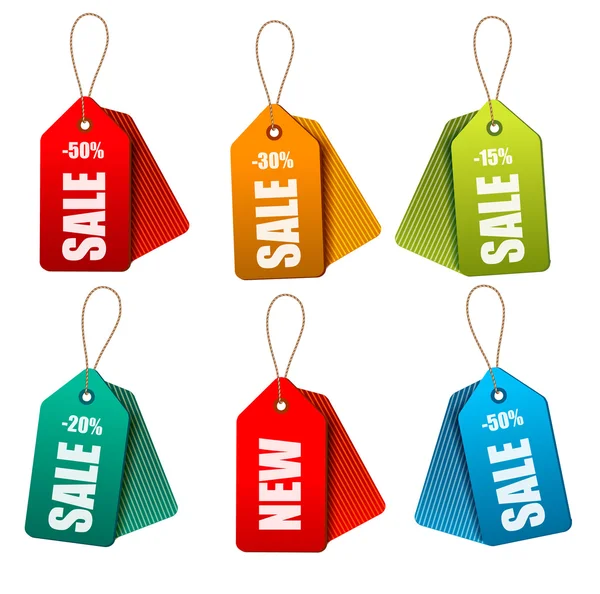 Set of colorrful sale tags. Concept of discount shopping. Vector — Stock Vector