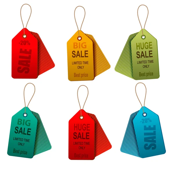 Set colorrful verkoop codes. concept van korting winkelen. vector — Stockvector