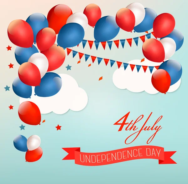 Retro american background with colorful balloons for 4th of July — Stock Vector