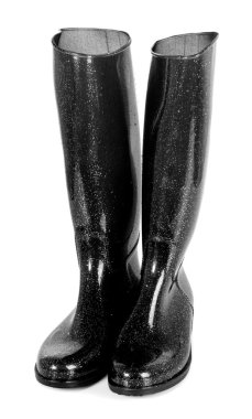 Black rubber boots