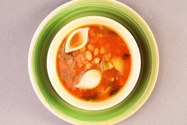 Un tazón de sopa minestrone — Foto de Stock