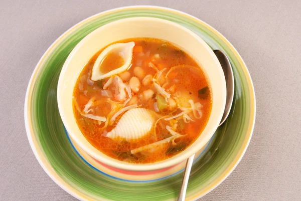 Bowl of minestrone soup — Stock Photo, Image