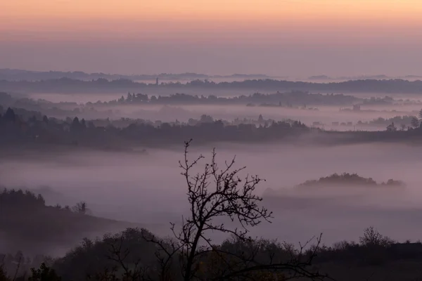 Mystic Foggy Morning Autumn Croatia — Stock fotografie