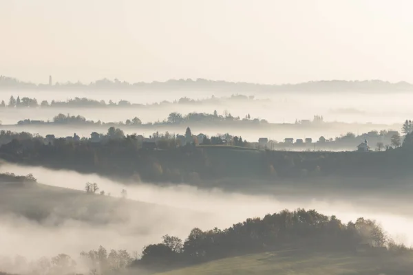 Mystic Foggy Morning Autumn Croatia — Stock fotografie