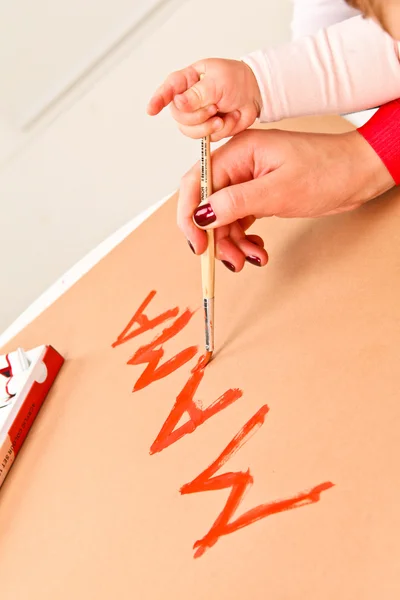 Anne ve çocuk resim çizim