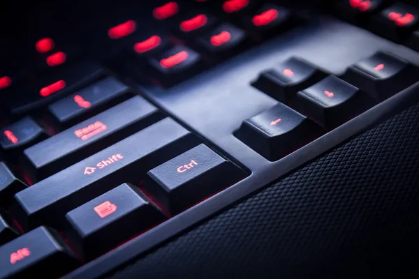 Teclado de PC de color negro vista de primer plano —  Fotos de Stock