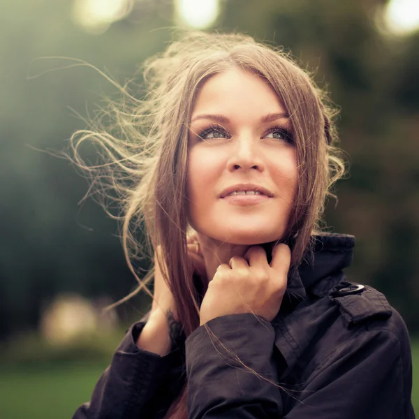 Vintage portrait of a laughing girl — Stock Photo, Image