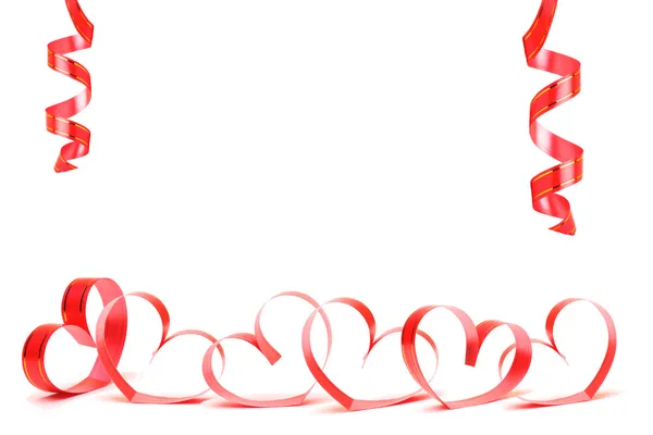 Ribbons shaped as hearts on white, valentines day concept — Stock Photo, Image