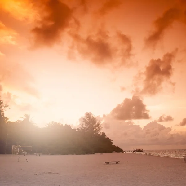 Beautiful tropical beach with stove benches, Maldives — Stock Photo, Image